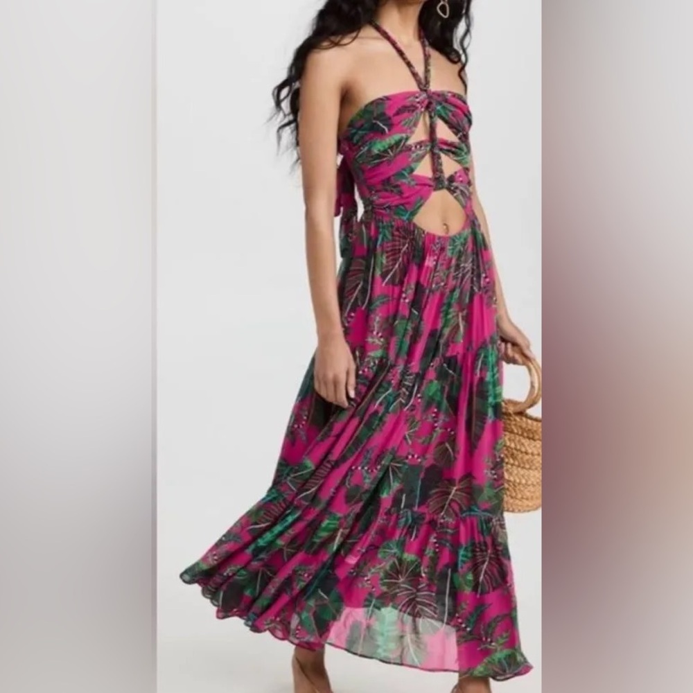 FARM Rio Vibrant Pink and Green Strapless Dress - Picture 10 of 15